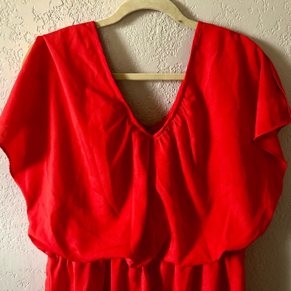 PLUS! Elastic Waist Scoop Neck Flutter Sleeve Dress - Picture 12 of 13